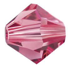 Бусина Чехия Preciosa биконусы 451- 69- 302 цветн. 5. 7 х 6 мм яр. розовый ( ind. pink 70040)  12 штук